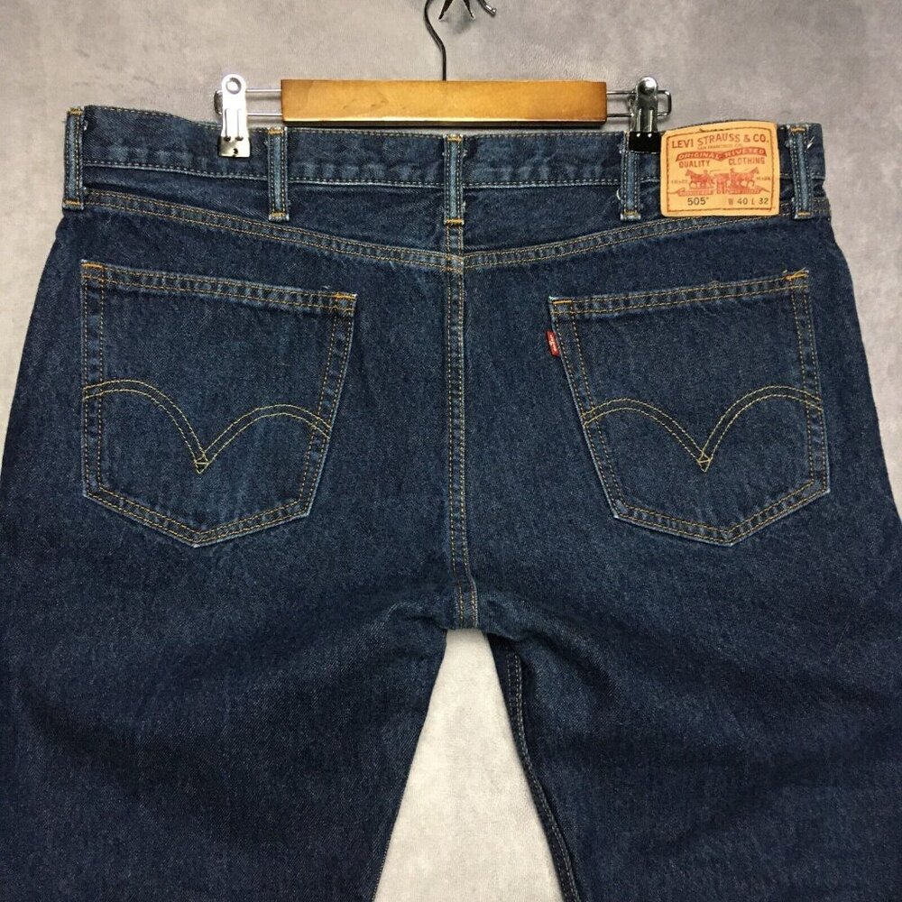 Levis Mens 505 Straight Fit Blue Jeans size 40x32 Cotton‎ Denim Pants
